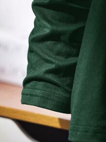 SHEIN Leap Crew Tween Boy Solid Color Sports Letter Print T-Shirt, White Pattern T-Shirt, Back To School Oversized T-Shirt, Shirts For Boys - Army Green - View 3