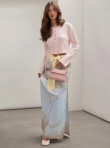 COSMINA 女士纯色系带前裙，休闲度假