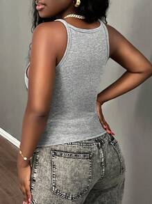 Slaydiva 2024 Simple All-Match Ribbed Stretchy Sport Fitness Cropped Tank Top For Women - C
