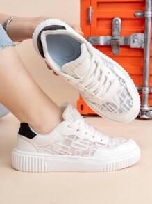 Giày thể thao chạy bộ ngoài trời đơn giản thời trang mới nhất 2024 dành cho bé gái và bé trai tuổi teen, thiết kế nhẹ - trắng - Xem 7