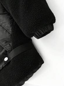 Manfinity Homme Men's Reversible Padded Coat With Detachable Fluffy Trim Hood, Going Out Warm Casual Color Block Winter Coat, For Friends, Husband, Boyfriend Gifts