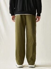 Manfinity VCAY Men Casual Loose Elastic Waist Straight-Leg Cargo Pants - Green - View 2