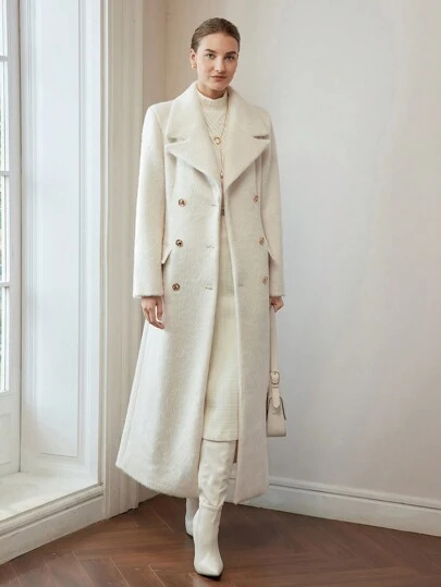 ZEYLAH WOOL PEAK COLLAR FUZZY CUFF LONGLINE OVERCOAT｜Motf