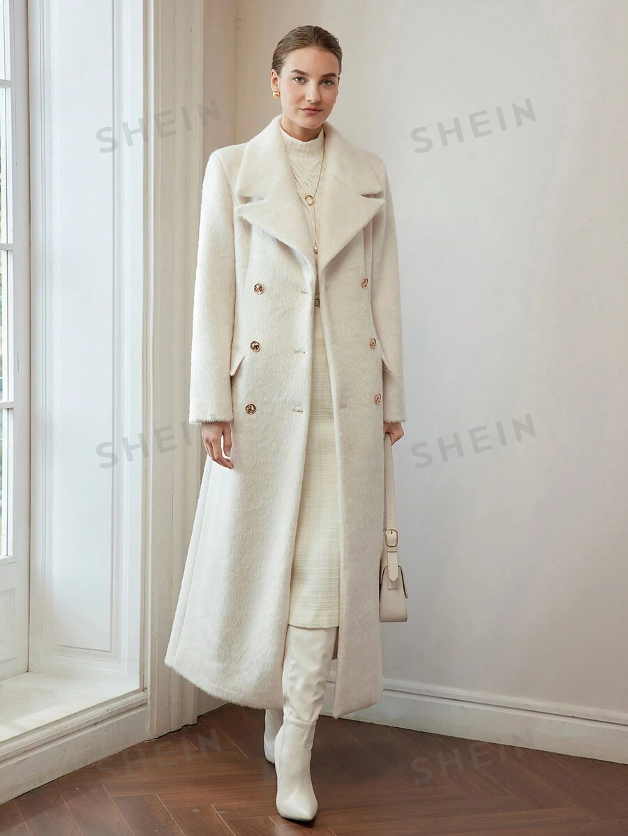 MOTF PREMIUM ABRIGO IMPERMEABLE DE LANA CON CUELLO DE SOLAPA - Albaricoque - Ver 1