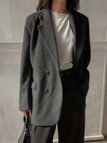 DAZY Women's Business Casual Warm Padded Loose Blazer Jacket