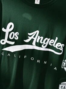 SHEIN Leap Crew Tween Boy Solid Color Sports Letter Print T-Shirt, White Pattern T-Shirt, Back To School Oversized T-Shirt, Shirts For Boys - Army Green - View 5