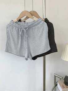 Attitoon 2 件女士舒适条纹短裤，夏季 - 彩色 - 查看 2