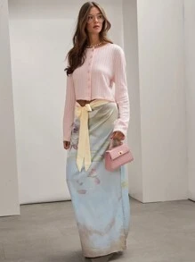 COSMINA 女士纯色系带前裙，休闲度假