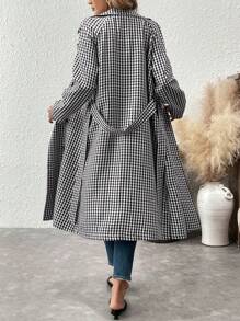 Calvaya Płaszcz codzienny dwurzędowy z długim rękawem i wyciętymi klapami w kratkę w stylu houndstooth