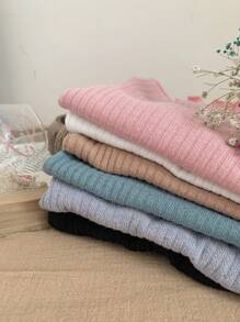 SHEIN LMoss Kids LMoss 6件套新生女宝宝可爱针织纯色长袖连体衣套装，秋冬季 - 彩色 - 查看 7