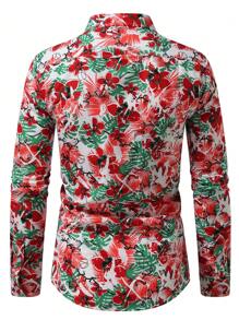 Manfinity Homme Floral Print Front Button Long Sleeve Casual Shirt - Multicolor - View 2