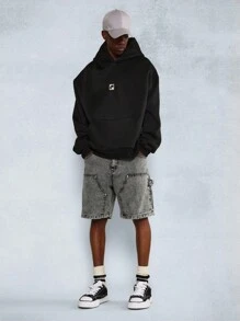 SUMWON Washed Denim Carpenter Short - Black - View 2