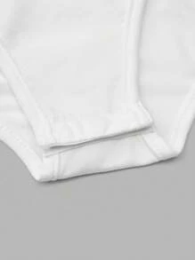 SHEIN Clasi 大尺碼女款純色短袖連身衣 - 白色 - 查看 5