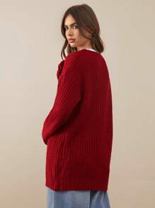 WESTFADE Rosette Sweater Cardigan - Burgundy - View 3