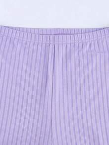 Plus Size Solid Color High Waist Skinny Flare Pants - Purple - View 7