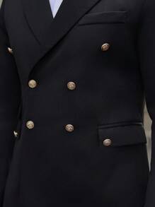 Manfinity Mode Men's Lapel Button Long Sleeve Elegant Business Formal Blazer - Black - View 5