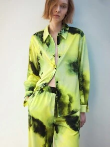 Maija Ensemble Deux Pièces Chemise Et Pantalon À Épaules Tombantes Tie-dye Pour Femme