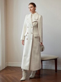 WOOL SOLID LAPEL COLLAR PEA OVERCOAT - image - 7