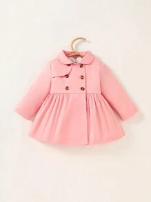 1pc Toddler Girls Floral Lined Wind Resistant Jacket, Fall & Winter - Pink - View 1