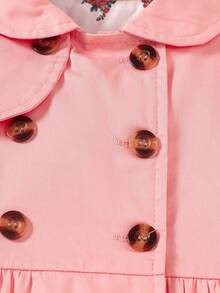 1pc Toddler Girls Floral Lined Wind Resistant Jacket, Fall & Winter - Pink - View 3