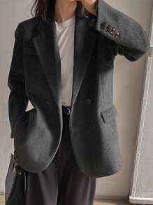 DAZY Women's Business Casual Warm Padded Loose Blazer Jacket
