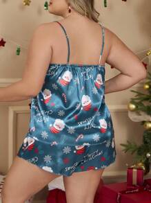 Bộ đồ ngủ cỡ lớn bằng vải satin của ông già Noel - Nhiều màu - Xem 2