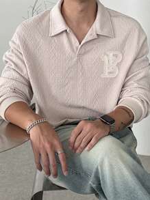 DAZY Men's Embroidered Pullover Sweatshirt, Autumn - Khaki - View 4