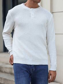 Manfinity Homme Men's Casual Button-Up Minimalist Long Sleeve Sweater, Autumn Winter - Apricot - View 4