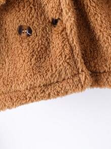 Baby Boy Winter Fashion Essential - Classic Brown Double-Faced Fleece Double-Breasted Lapel Mid-Length Coat - Coffee Brown - View 5