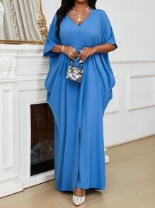 SHEIN Lady Spring And Summer Autumn And Winter Elegant Black Knitted Flared Long Sleeve Leopard Print Plus Size Dresses - Blue - View 6