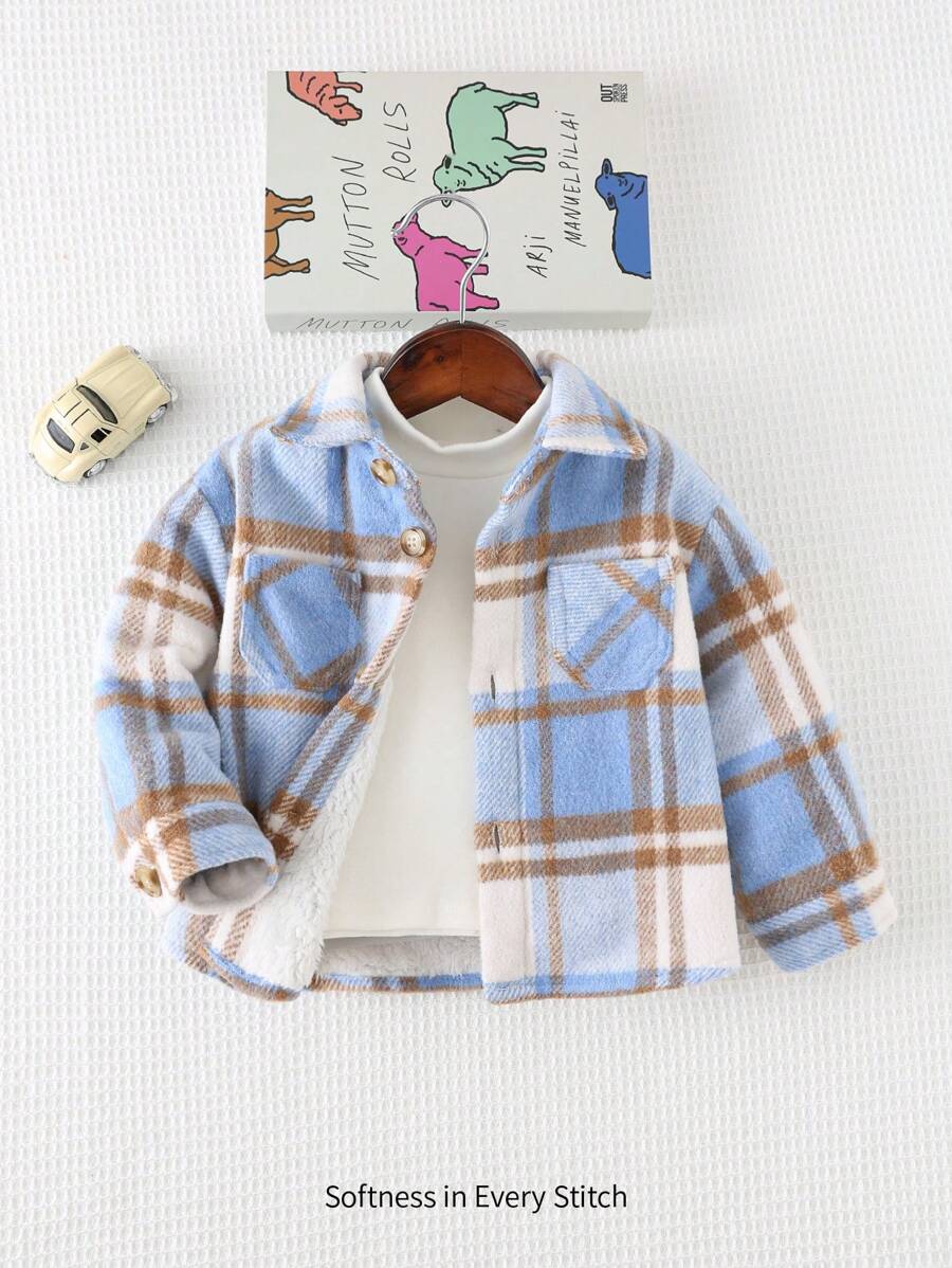 Cozy Pixies Baby Jungen bunter karierter Wollmantel mit Tasche und Kragen, Langarm, für Weihnachten