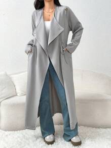 Seusyu 女士春秋纯色插肩袖长袖抽绳腰休闲常规夹克