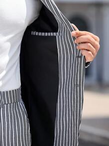 Manfinity VCAY 2pcs/Set Men's Woven Striped Matching Casual Suit Set For Office Wear - Multicolor - View 6