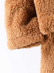 Baby Boy Winter Fashion Essential - Classic Brown Double-Faced Fleece Double-Breasted Lapel Mid-Length Coat - Coffee Brown - View 6