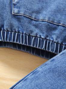SHEIN Explorewe Bộ 2 áo khoác và quần denim dài tay màu đen giặt axit cho bé trai, thích hợp cho mùa xuân, mùa hè, mùa thu, du lịch, ngày lễ, mặc hàng ngày và trở lại trường, cho Giáng sinh - Rửa nhẹ - Xem 4