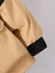Chaqueta deportiva con capucha y estampado de letras en parches para niño preadolescente, uso casual diario