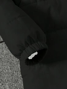 SHEIN Quần áo trẻ em bé trai thoải mái giản dị ấm áp dệt dày màu đen có mũ trùm đầu, tay dài, thích hợp để đi làm, đi học, ở nhà, giải trí, tiệc tùng và vui chơi ngoài trời vào mùa thu và mùa đông - màu đen - Xem 3