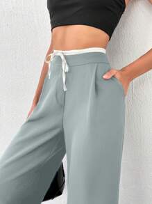 SHEIN Tall Pantalón inferior y pantalón cómodo para mujeres altas - verde menta - Ver 3