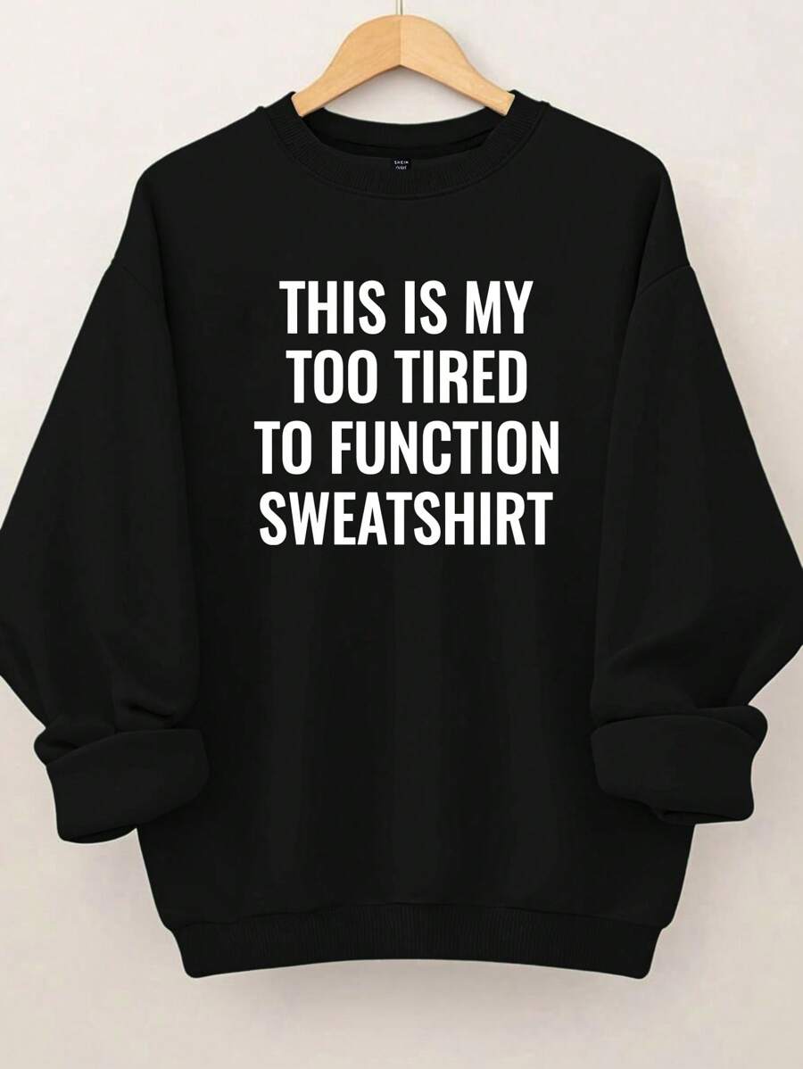EMERY ROSE Plus Size Women's Fashion Sweatshirt Slogan Letters Pattern Printed Round Neck Sweatshirt , Graduation, Teachers For Women, Back To School Pullover Fall Winter Autumn - Black - View 1