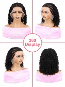 女性用kinky Curly Braided 13x4 Lace Front人髮假髮,鬆綁辮髮型編成的表現,bob Braided Lace Wig Knotless Braided Wigs 12-16inch Lace Wigs With Natural Baby Hair Human Hair Wigs - Natural Black - 查看 4