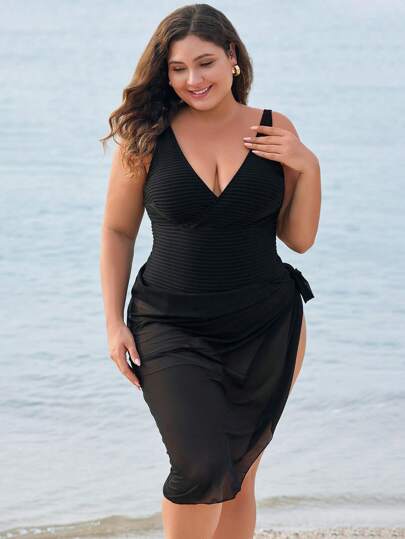 Swim SPRTY 夏季加大码纯色连体泳衣