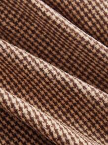 Plus Size Romantic Waist Tie Peplum Plaid A-Line Skirt, Versatile - Brown - View 4