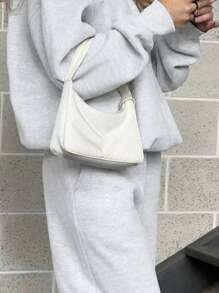 INAWLY Solva 女士纯色落肩超大半拉链漏斗领运动衫和阔腿裤 2 件套 - 淺灰色 - 查看 3