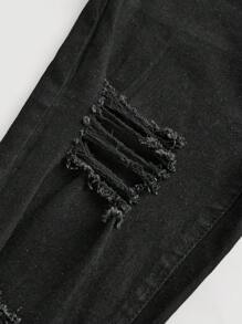 SHEIN Jeansy dla nastolatek z kieszeniami ukośnymi, przetarciami, jesień
