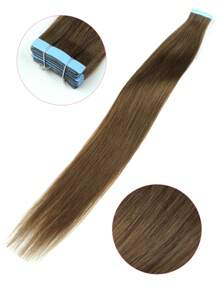 20 miếng băng dính thẳng 100% tóc thật dùng cho salon tóc giả mềm mượt không tì vết màu nâu vàng nhạt 6# dành cho tóc mỏng tự nhiên chất lượng cao màu nâu sẫm dùng cho tóc giả - S6 - Xem 2