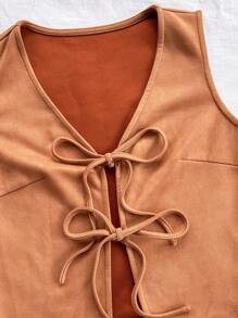 Soleia Camolă de vară de damă, de culoare uni, ocazională din piele intoarsa cravata