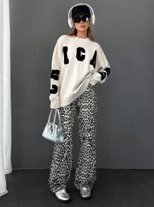 EURMUSE Maglione girocollo a maniche lunghe con stampa da 460 dollari - Multicolore - Visualizzare 4