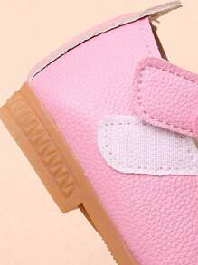 1 Pair Hook And Loop Flower Flat Shoes For Girls