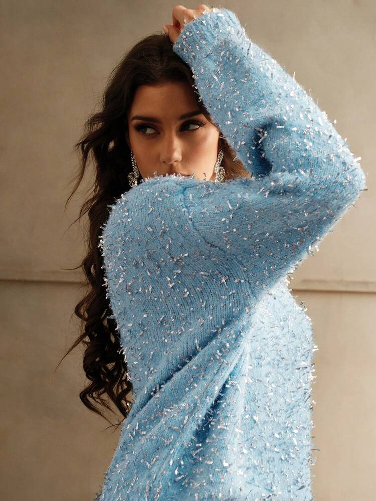 pull femme col rond couleur unie, manches longues, décontracté. Pull tricoté pour l'automne et l'hiver