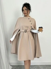 Firerie Women's Black Notched Collar Long Sleeve Long Trench Coat In Fall/Winter - Khaki - View 1